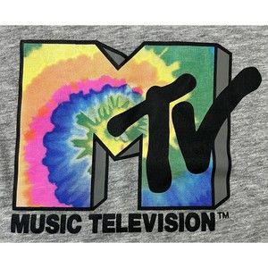 MTV Graphic Tie Dye  SS Crop Top Shirt Ladies Size Medium